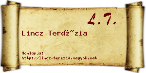 Lincz Terézia névjegykártya